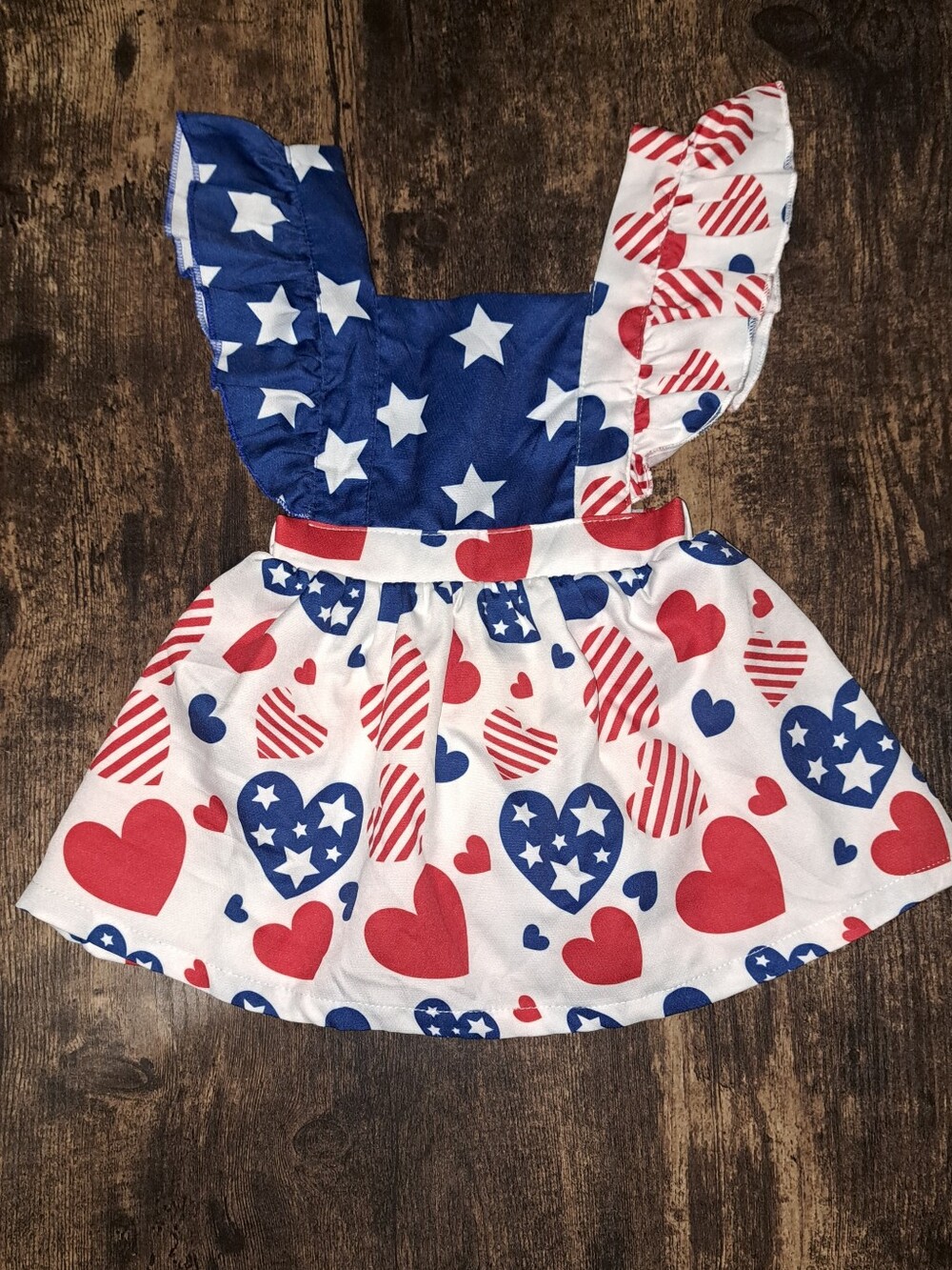 Baby Patriotic Red & Blue Heart Print Dress 6-12m